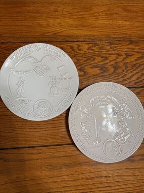 Frankoma Bi-centennial White Commemorative Ceramic Plates